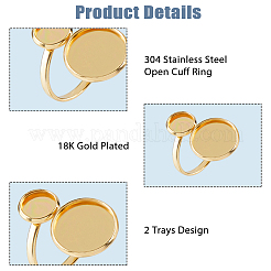 10Pcs 5 Styles 304 Stainless Steel Open Cuff Ring Findings&nbsp;DIY-HS0002-22