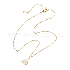 Brass Micro Pave Clear Cubic Zirconia Pendant Necklace&nbsp;NJEW-JN05390-01