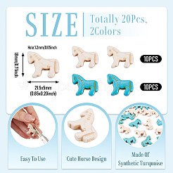 20Pcs 2 Colors Synthetic Turquoise Dyed Horse Beads&nbsp;G-TA0003-18B