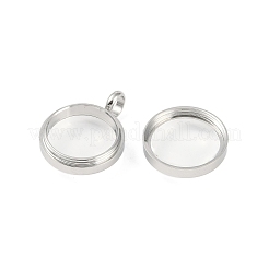 304ステンレススチールロケットペンダント  ガラスと  フラットラウンドのチャーム  ステンレス鋼色  26x19x13mm  穴：5mm&nbsp;STAS-S132-15P-04