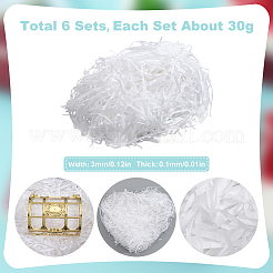 6セットの紙シュレッドフィラー  ギフトラッピングとイースターバスケットの充填用  ホワイト  3x0.1mm  30 G /セッティング&nbsp;OCOR-SP0001-11B