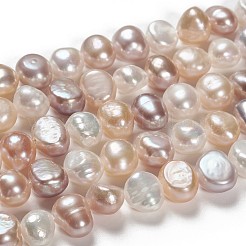 天然養殖淡水パールビーズ連売り  研磨両側  ナゲット  貝殻色  4~7x6~8x3.5~5mm  穴：0.6mm  約43個/連  13.19インチ&nbsp;LS-PEAR-T003-09
