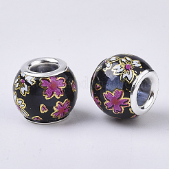 Printed Transparent Glass European Beads&nbsp;X-GPDL-T003-002