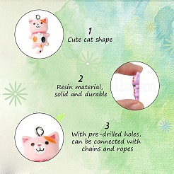 35Pcs 7 Colors Opaque Resin Kitten Pendants&nbsp;RESI-YW0001-73