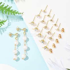 Brass Rhinestone Stud Earring Findings&nbsp;KK-BBC0021-13G