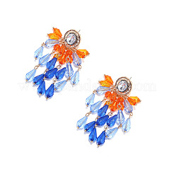 Zinc Alloy Acrylic Teardrop Tassel Stud Earrings for Women&nbsp;WGB9C49-01