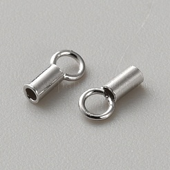 Rhodium Plated 925 Sterling Silver Cord Ends&nbsp;STER-WH0061-58C