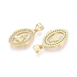 Brass Micro Pave Cubic Zirconia Pendants&nbsp;KK-T071-91G