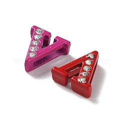 ラインストーンスライドレターチャーム  合金の最初の文字ビーズ  スプレー塗装  文字.v  V：11.5x11x4.5mm  穴：1.5x8mm&nbsp;RB-TAC0002-01V