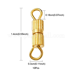 20 セット真鍮ネジクラスプ  ブレスレット作りに  ゴールドカラー  14x3mm  穴：1.8mm&nbsp;IFIN-YW0001-57G
