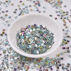 MIYUKIティラビーズ  日本製シードビーズ  2穴  （tl4577)クリスタルグリーンレインボー  5x5x1.9mm  穴：0.8mm  約118個/10g&nbsp;X-SEED-J020-TL4577