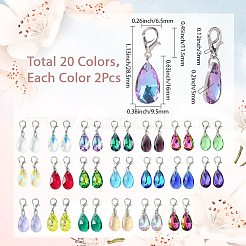 2Sets Glass Teardrop Pendant Decoration&nbsp;HJEW-SC0002-18
