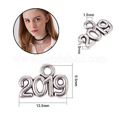 チベット風合金チャーム  数2019  アンティークシルバー  9.5x13.5x1.5mm  穴：1.5mm  160個/箱&nbsp;TIBE-PH0004-24AS