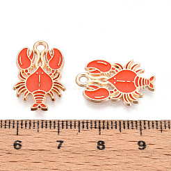 海洋動物の合金エナメルペンダント  ライトゴールド  エビ  20x13.1x1.1mm  穴：1.8mm&nbsp;ENAM-T022-34I