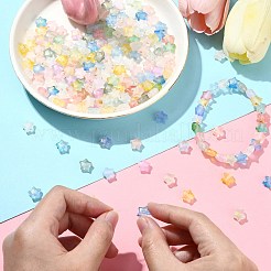フロストアクリルビーズ200個  金フォイル  スター  ミックスカラー  9x10x5mm  穴：1.6mm&nbsp;FACR-CJ0001-19