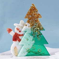 クリスマスDIYディスプレイシリコンモールド  UVレジン＆エポキシ樹脂のジュエリー作り用  クリスマスツリー＆言葉で雪だるま  ホワイト  200x163x18mm&nbsp;DIY-D049-07