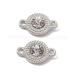 合金クリスタルラインストーンコネクタチャーム  フラットラウンドいリンク  プラチナ  9.5x15.5x5mm  穴：1.8mm&nbsp;FIND-A024-17P