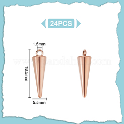 イオンプレーティング(IP) 201ステンレスペンダント24個  コーンチャーム  ローズゴールド  18.5x5.5mm  穴：1.5mm&nbsp;STAS-UN0049-37