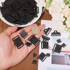 120種類のスタイルのプラスチックリリースバックル4個  クラスプ交換パーツ  ブラック  17.5~34x13~29x3~4mm  穴：10.5~25x1.5~3mm  30個/スタイル&nbsp;FIND-CA0009-22