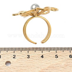 女性用304ステンレススチールカフオープンリング  花  ゴールデン·ステンレス鋼色  18mm&nbsp;RJEW-P180-02A