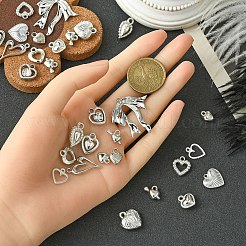 30 個 15 スタイルのアクリル & プラスチックペンダントセット  プラチナ  10~31.5x7.5~30.5x1.3~7.5mm  穴：1.5~2.2mm  2個/スタイル&nbsp;FIND-YW0004-63