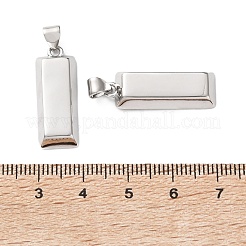 真鍮チャーム  長方形チャーム  プラチナ  25.5x9.5x3.5mm  穴：4x3mm&nbsp;KK-H279-07P
