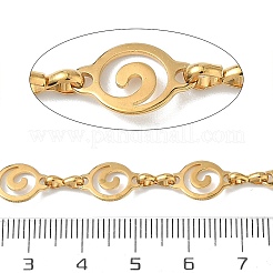 304ステンレス鋼スパイラルリンクチェーン  溶接されていない  カード用紙付き  ゴールドカラー  13x9x0.5mm&nbsp;CHS-G046-01G-1