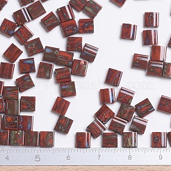 MIYUKIティラビーズ  日本製シードビーズ  2穴  （rr4520)不透明なオレンジ色のピカソ  5x5x1.9mm  穴：0.8mm  約118PCS /ボトル  10 G /ボトル&nbsp;SEED-JP0008-TL4520