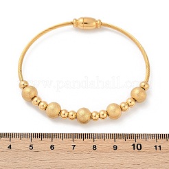 304ステンレススチールテクスチャビーズバングル  イオンプレーティング（ip）  ゴールドカラー  内径：2-3/8インチ（6.15cm）&nbsp;BJEW-L610-18G
