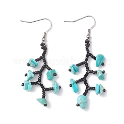 316 Surgical Stainless Steel Glass Seed Beads Chip Dangle Earrings&nbsp;EJEW-TA00774-02