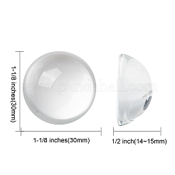 透明な半円形のガラスカボション  透明  30~31x14~15mm&nbsp;X-GGLA-R027-30mm