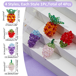 4Pcs 4 Styles Glass Woven Beads&nbsp;GLAA-FH0001-83
