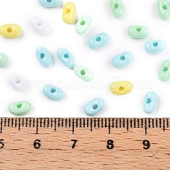 不透明なアクリルビーズ  ピーナッツ  ミックスカラー  6.5x4x3mm  穴：1.5mm  約199個/10g&nbsp;X1-MACR-T048-02M-03