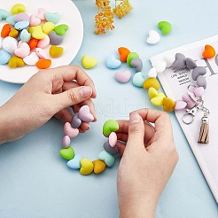 100Pcs Heart Silicone Beads for Keychain Making Cute Silicone Beads Bulk Silicone Bead Kit for Jewelry DIY Craft Making&nbsp;JX310A