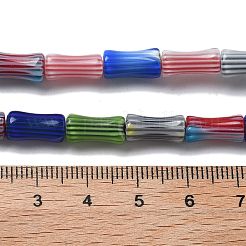 ハンドメイドミッレフィオーリ ランプワークビーズ連売り  竹の棒  ミックスカラー  11~12x5~6mm  穴：0.6mm  約33個/連  15.35インチ（39cm）&nbsp;LAMP-F035-06