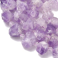 生の荒い天然アメジストビーズ連売り  ナゲット  ナゲット  8~14x10~20x10~20mm  穴：1mm  約22個/連  13.58~13.98インチ（34.5~35.5cm）&nbsp;G-L642-D04-01
