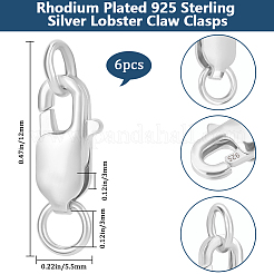 6Pcs 925 Sterling Silver Lobster Claw Clasps&nbsp;STER-BBC0007-28B