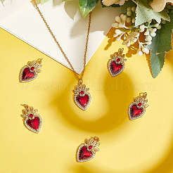 6Pcs Brass Micro Pave Clear Grade AAA Cubic Zirconia Pendants&nbsp;KK-BBC0015-32A