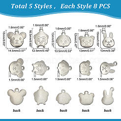 40Pcs 5 Style 201 Stainless Steel Charms&nbsp;STAS-DC0008-71