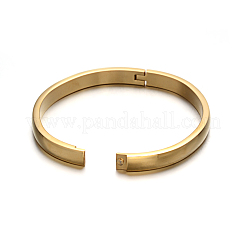 イオンプレーティング（IP）ファッショナブルなユニセックス304ステンレススチールバングル  ゴールドカラー  50x59mm&nbsp;BJEW-L552-05G-6mm