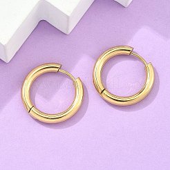 イオンプレーティング（IP）304ステンレススチールハギーフープピアス  低刺激性のイヤリング  316サージカルステンレスピン付き  ゴールドカラー  9ゲージ  20x21x3mm  ピン：1mm&nbsp;X-EJEW-F111-20mm-G