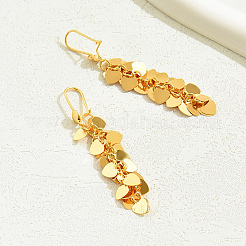 Elegant Heart Tassel Brass Hoop Earrings&nbsp;DN7586
