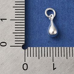 925スターリングシルバーチャーム  丸カン付き  銀色のメッキ  ティアドロップ  9x4x4mm  穴：2mm&nbsp;STER-M120-01C-S