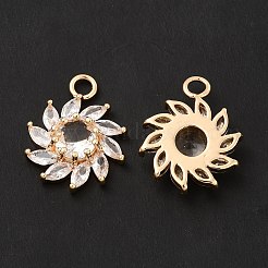 K9ガラスチャーム  ライトゴールドブラスファインディング付き  花のチャーム  ミックスカラー  20.5x16x4.5mm  穴：2.3mm&nbsp;KK-E071-30KCG