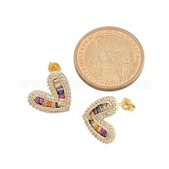 Brass Micro Pave Cubic Zirconia Stud Earrings for Women&nbsp;EJEW-F352-04G