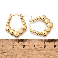 女性用304ステンレスフープピアス  イオンプレーティング（ip）  五角形  18KGP本金メッキ  23.5x21x3.5mm&nbsp;EJEW-L296-073G