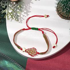 Christmas Tree Brass & MIYUKI Glass Seed Beads Braided Bead Bracelets&nbsp;BJEW-MZ00089
