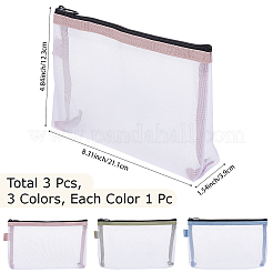 3Pcs 3 Colors Nylon Mesh Storage Zipper Bags&nbsp;ABAG-CN0001-59