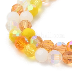 電気メッキガラスビーズセット  ファセット（32ファセット）  半分ABカラーメッキ  ラウンド  きいろ  6x5mm  穴：1.4mm  約100個/連  20.87''（53センチメートル）&nbsp;EGLA-P048-A07