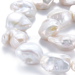 天然ケシパールビーズ連売り  養殖淡水パール  ナゲット  貝殻色  17~24x11~21x9~13mm  穴：0.6mm  約19~20個/連  15.75インチ（40cm）&nbsp;PEAR-S020-W01